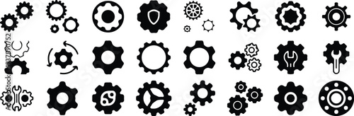 hand drawn gear icon set vector illustration design 
