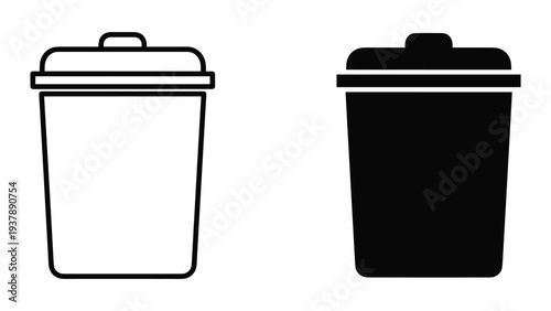 Trash Bin Icon Outline Solid Design Element
