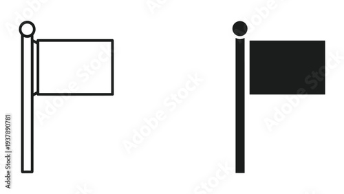 Flag Banner Icon Set Minimalist Symbol