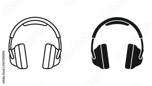 Headphones Icon Set Audio Symbol Commercial