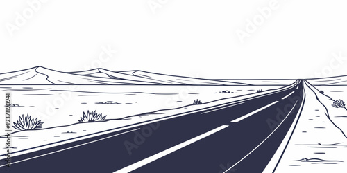 A road stretches out into the distance on a snowy day Vector