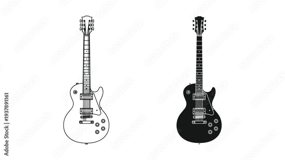 Fototapeta premium Electric Guitar Silhouettes Music Instrument Comparison