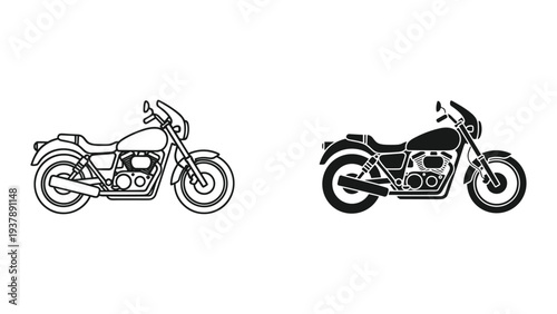 Motorcycle Line Art Silhouette Transportation Icon