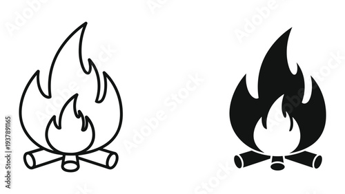 Campfire Flames Icon Graphic Element