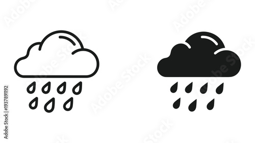 Cloud Rain Icons Weather Forecast Commercial