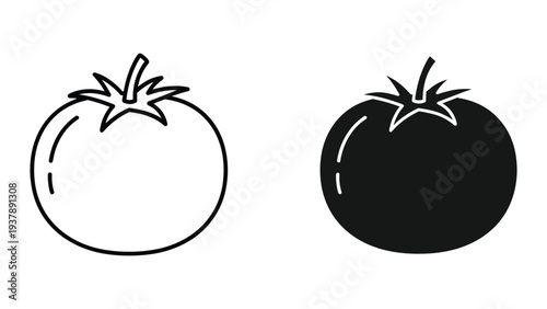 Tomato Outline Silhouette Icon Food Vector Graphic