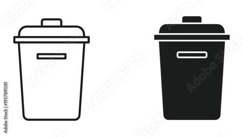 Trash Can Icon Duo Waste Bin Symbol Commercial Use