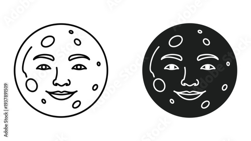 Moon Face Icon Graphic Design