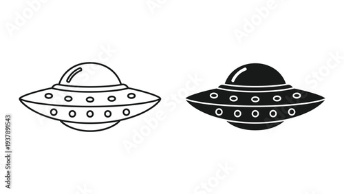 UFO Flying Saucer Icon Vector Illustration Space