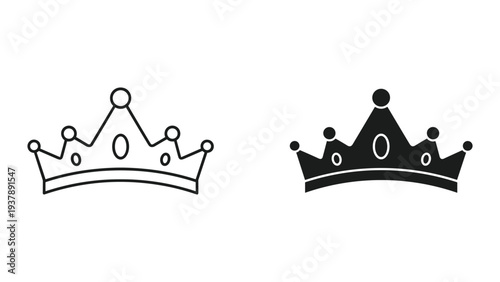 Crown Icon Set Royal Symbol