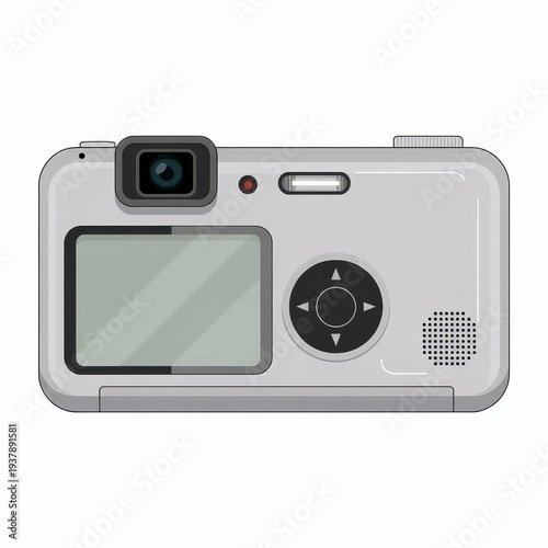 Light gray digital camera with black and white accents