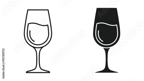 Wine Glass Icons Vector Silhouette Drinkware