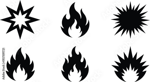 Explosion fire starburst icons set vector illustration flat design scalable art