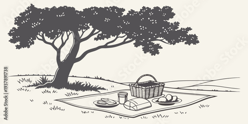 A person sitting under a tree on a beach Vector