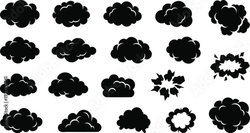 Collection of diverse ink splatter and abstract paint blots vector illustration