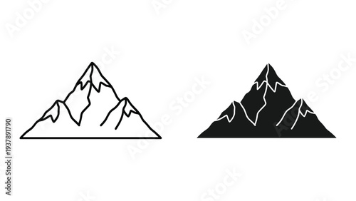 Mountain Peaks Vector Icon Landscape Symbol