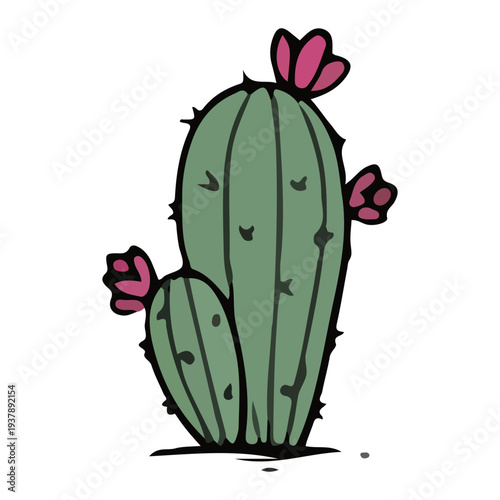 Blooming Cartoon Cactus