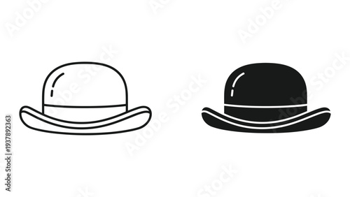 Bowler Hat Outline Silhouette Vector Graphics Style