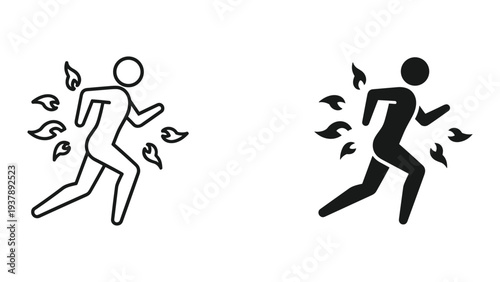 Running Person Flames Speed Motion Business