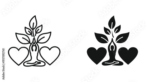 Yoga Meditation Heart Tree Growth Wellness Concept