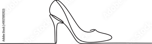 Continuous one line drawing of high heel. Editable stroke
