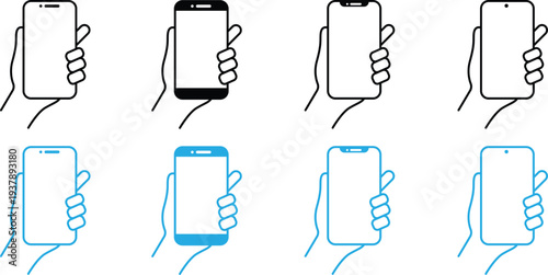 Hand holding smartphone vector illustration flat design scalable graphic devices