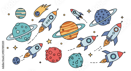 Rockets Blast Off Into Space.