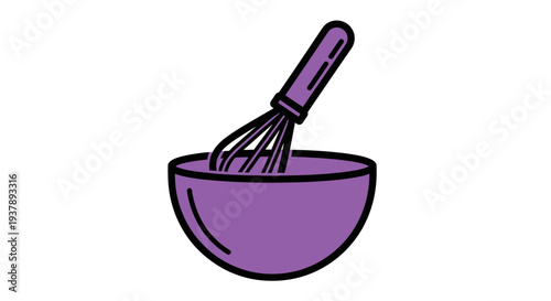 Purple Bowl with Whisk Inside.