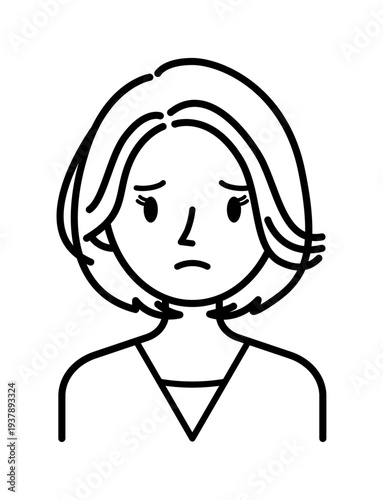 ベクターイラスト素材：困ったり悩んだりしている若い女性アイコン