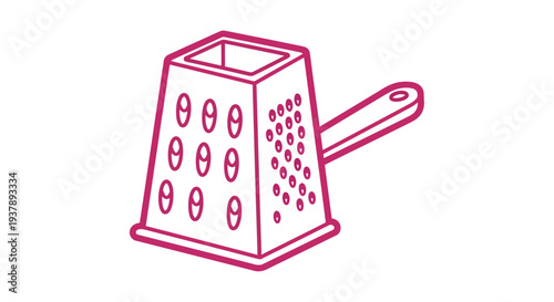 Red kitchen grater with handle.