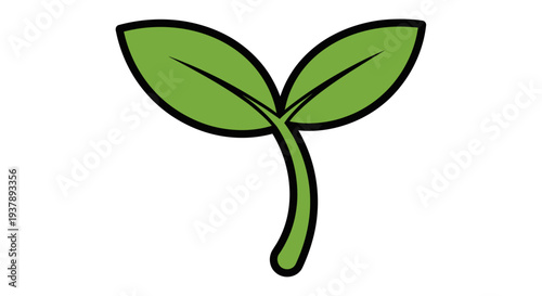 Green leafy plant sprout illustration.