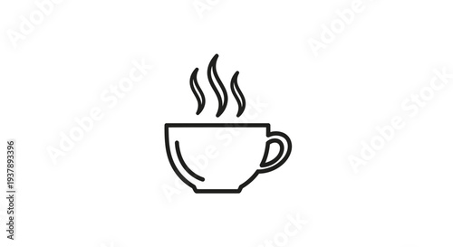 Steaming hot coffee cup icon.