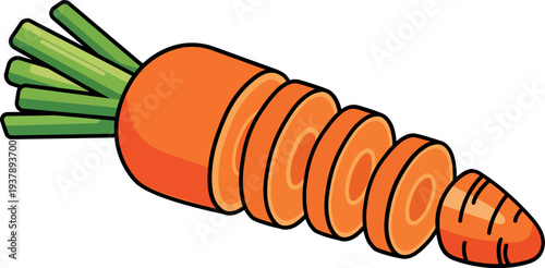 Sliced Carrot Cartoon Illustration