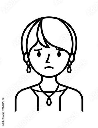 ベクターイラスト素材：困ったり悩んだりしている若い女性アイコン