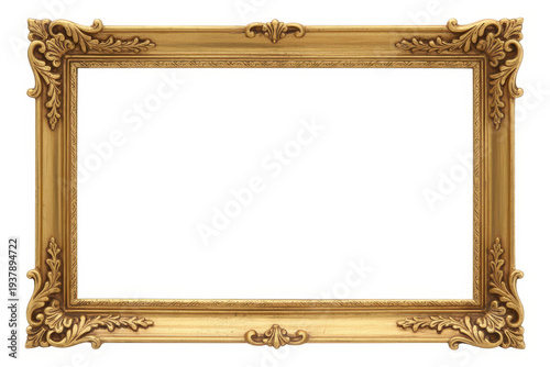 Ornate gold frame with floral and white background