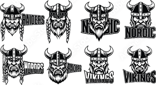 viking minimalist icon vector illustration