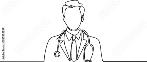Continuous One-Line Drawing of a Male Doctor - Minimalist Medical Art.one line vector illustration with out background