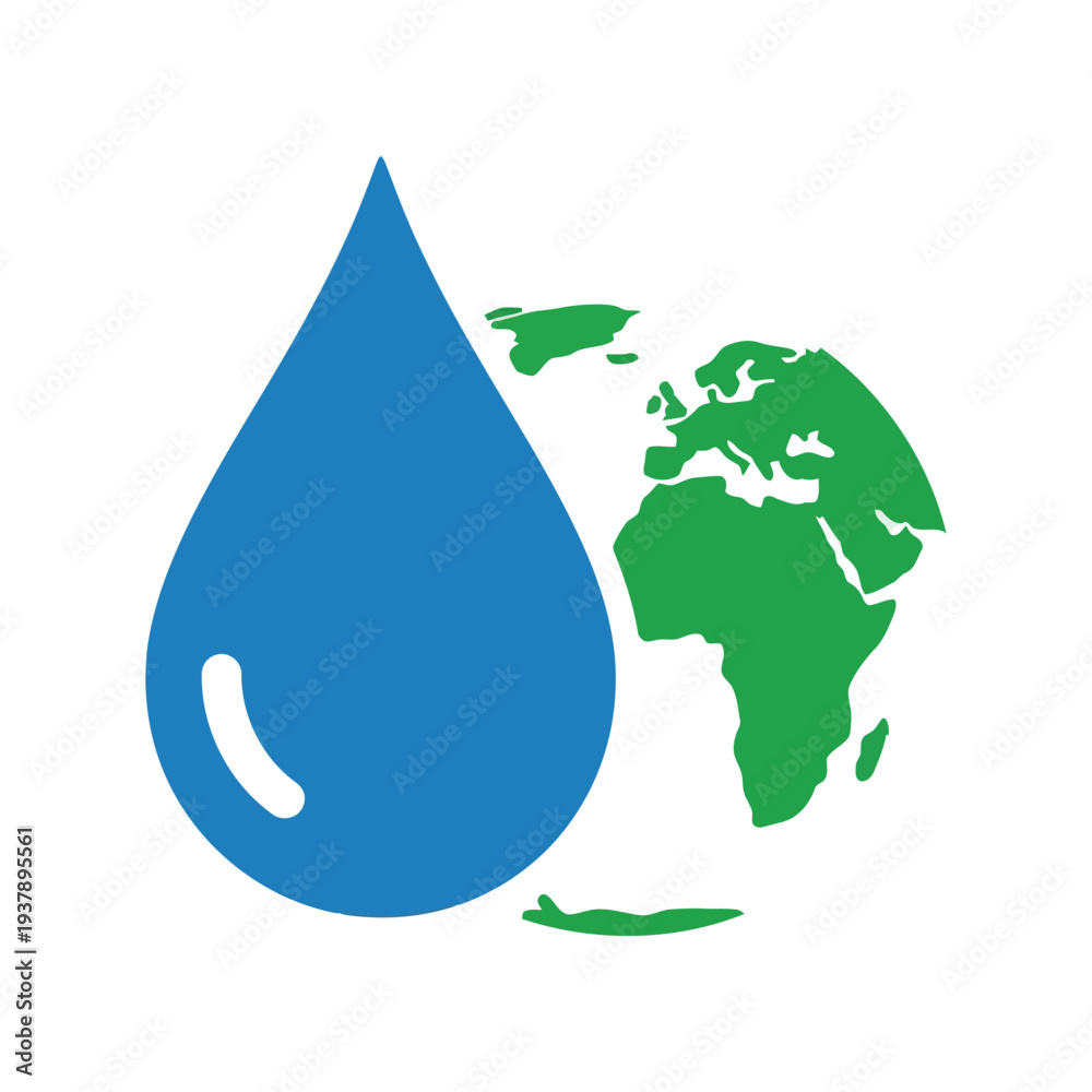 Obraz premium Earth Day vector illustration with water drop and globe for environmental conservation design