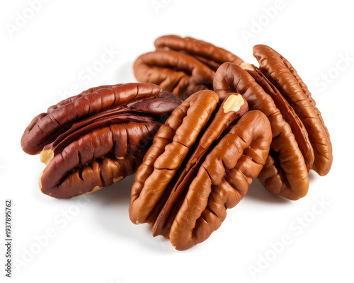 Pecan nuts with varying brown colors white