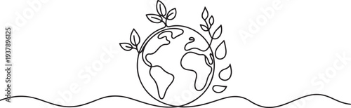 Earth day line art illustration, environment day line art vector illustration.one line vector illustration with out background