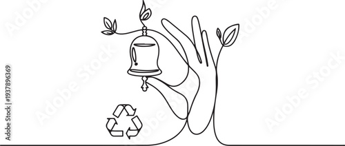 Illustration of a hand holding a menstrual Cup. Eco friendly option for replacing pads and tampons. An environmentally friendly alternative. Feminine hygiene.one line vector Editable stroke