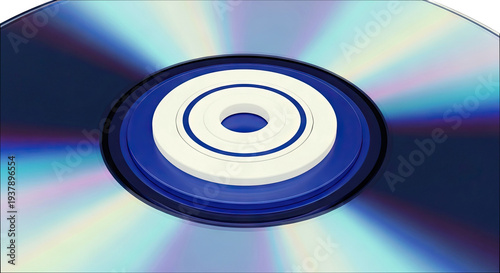 Close-up of a CD or DVD with iridescent reflections