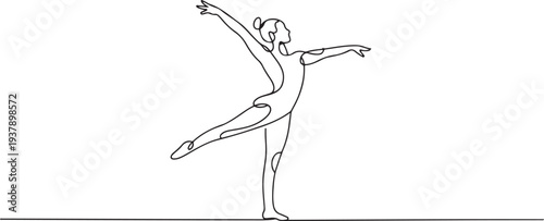 One Line Drawing or Continuous Line Art of a Gymnastic Athlete. Vector Illustration Editable stroke