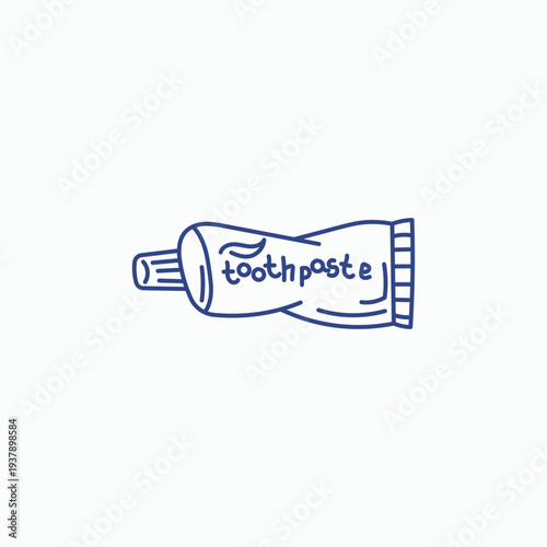 Hand Drawn Toothpaste Tube Doodle Icon – Dental Product Oral Hygiene Vector Outline Sketch