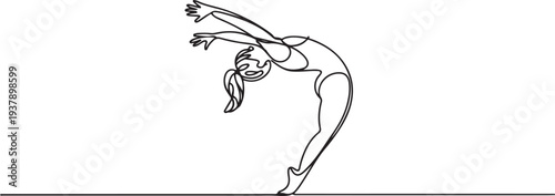 One Line Drawing or Continuous Line Art of a Gymnastic Athlete. Vector Illustration Editable stroke