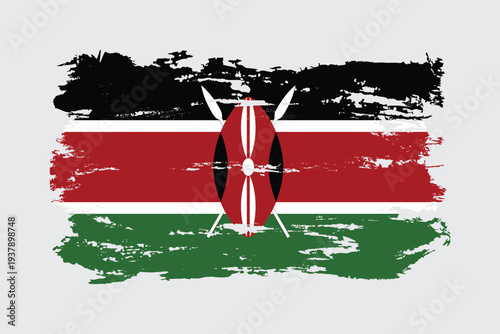 Kenya flag painted with a brushstroke. Abstract concept. National flag in grunge style.