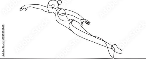 One Line Drawing or Continuous Line Art of a Gymnastic Athlete. Vector Illustration Editable stroke