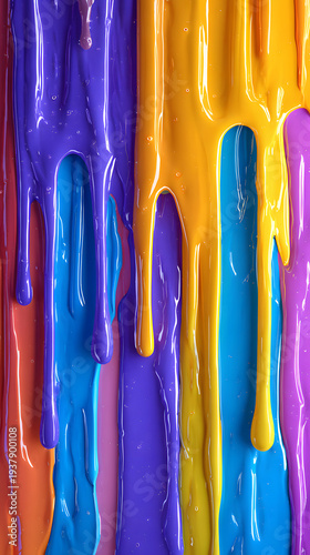 Hyperrealistic neon paint drips in gold silver and blue phone wallpaper