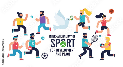 Diverse individuals engaging in various sports activities together in a vibrant, lively atmosphere from a global perspective