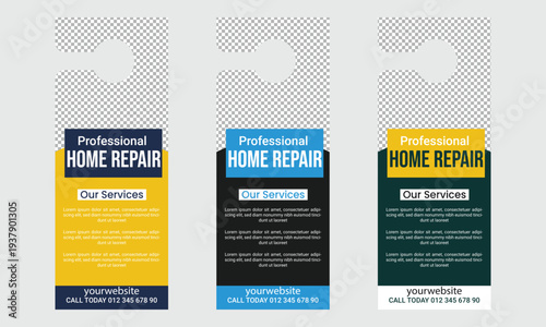 home repair service door hanger template design
